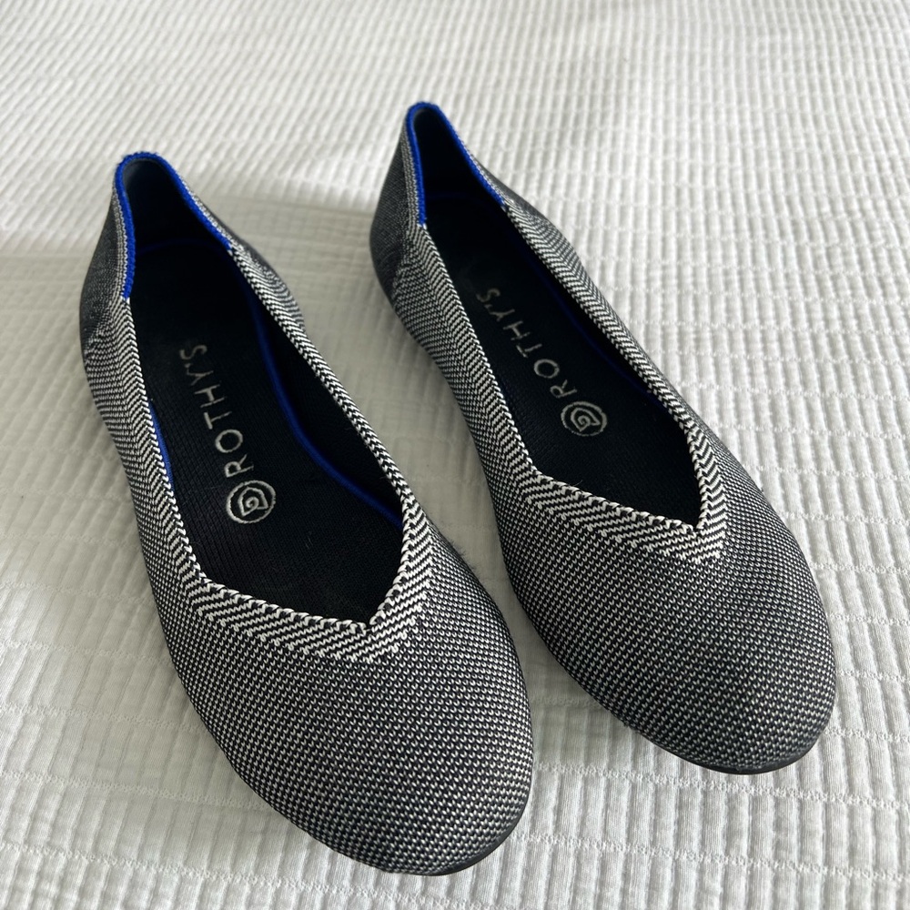 Rothys ROTHY’S Grey Birdseye sz 7.5 Classic Ballet Round Toe Shoe Flats‎ Slip On
